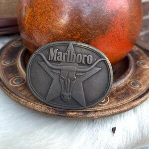 Vintage Solid Brass 1987 Marlboro Belt Buckle